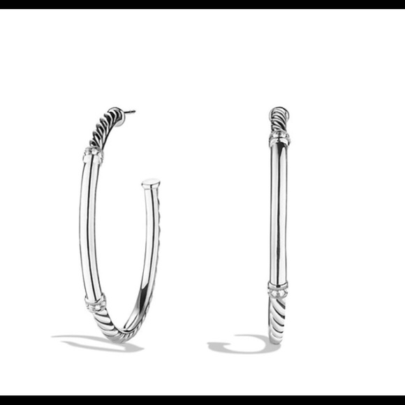 David Yurman Metro Diamond Hoops - Picture 3 of 3